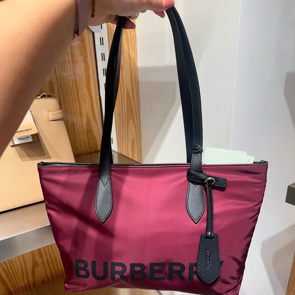 Authentic Burberry logo zip tote bag